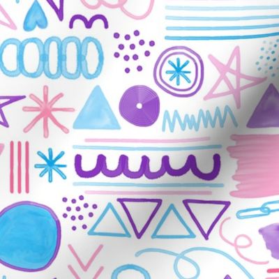 Watercolor Shapes // Pink, Purple, Turquoise Blue // Nursery Print // Children's Fabric // Kids Wallpaper // Fabric - 515 DPI // Wallpaper - 450 DPI 