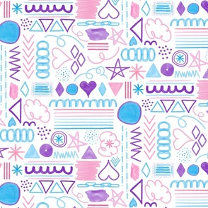 Watercolor Shapes // Pink, Purple, Turquoise Blue // Nursery Print // Children's Fabric // Kids Wallpaper // Fabric - 515 DPI // Wallpaper - 450 DPI 