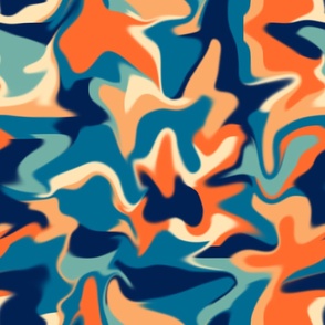 Navy Blue Orange Swirl 