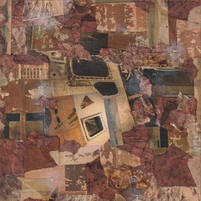 rusty browns collage fabric