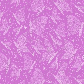 paisley butterflies white on pink