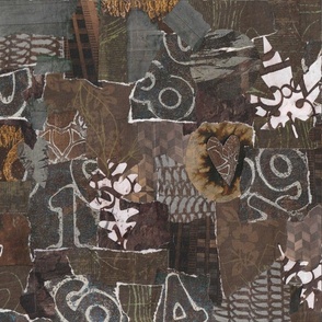 chocolate browns collage fabric