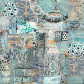 pale blues collage fabric