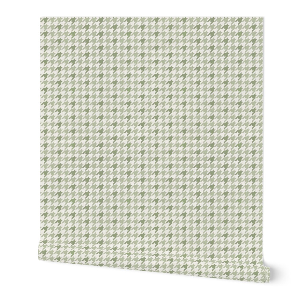 Small Houndstooth, Sage Green and White