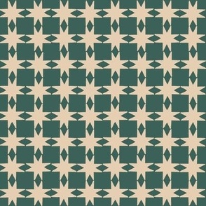 Boho Quilted Christmas Stars on Pine Green
