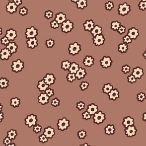 1970s small flowers on brown background