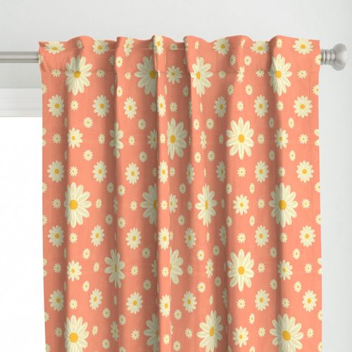 Retro Daisy Floral on Dusty Coral