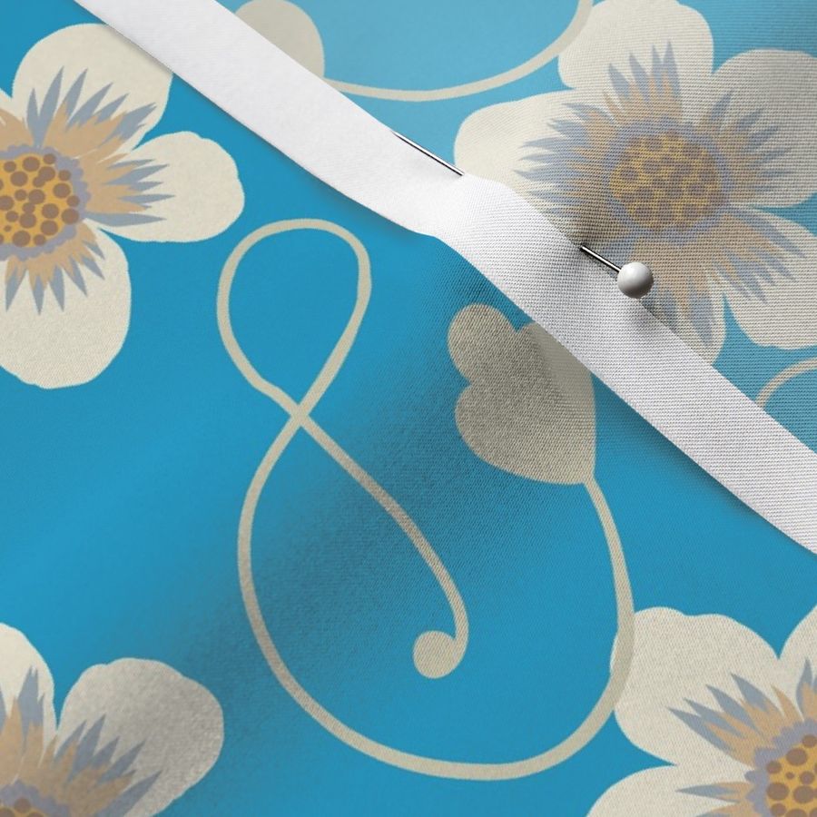 Biutabi  daisy floral on blue 