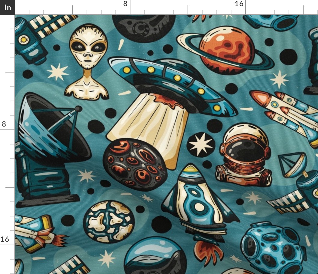 Pop Art Space Adventures with Spacemen and UFOs / Huge Scale