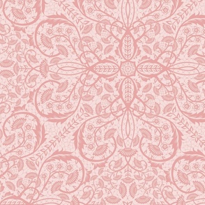 Soft and monochrome symmetrical vintage floral vine wallpaper for springtime - large