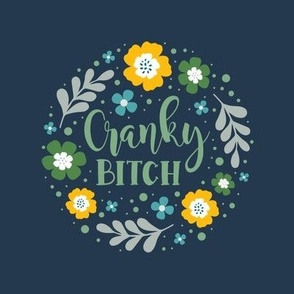  6" Circle for Embroidery Hoop or Quilt Square Cranky Bitch Funny Sweary Floral