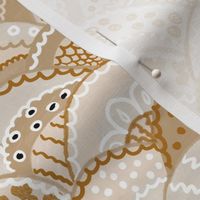 Lacy semi circles in  Sepia tones and white small