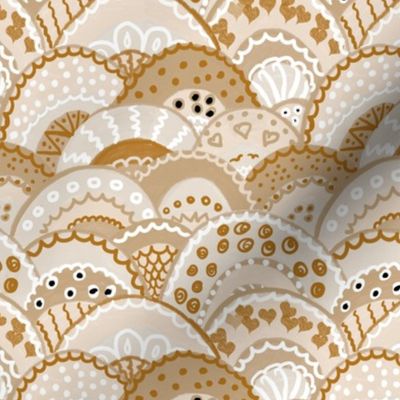 Lacy semi circles in  Sepia tones and white small
