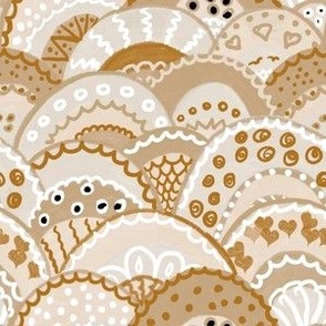 Lacy semi circles in  Sepia tones and white small