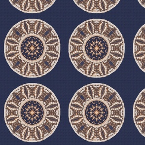 Universe of Stars and Earth Medallion Navy Cream  Rust 