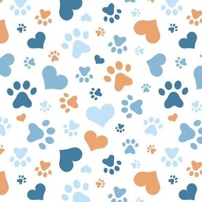 Blue Hearts and Paw Prints
