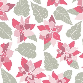 Poinsettias Pinks and Sage Green  LARGE SCALE