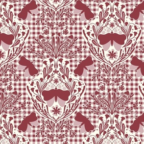 Butterfly Garden Gingham in Wine Color
