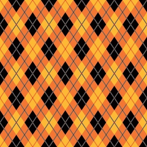 halloween argyle - orange - 4inch