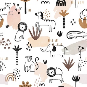 Jungle Safari Monochrome Scaled for Fabric