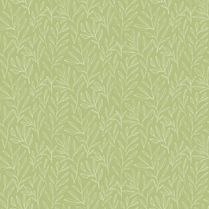 Leaves and Stems Line Work|| Outdoor Oasis Collection || White on Light Green by Sarah Price