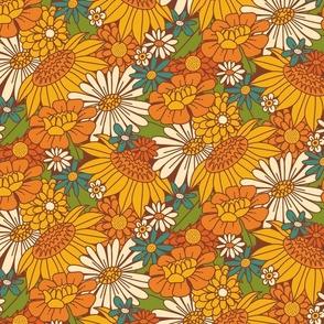 Premium Vector  Daisy flowers from 1970 vibe vector seamless pattern for  groovy background wallpaper fabric textile