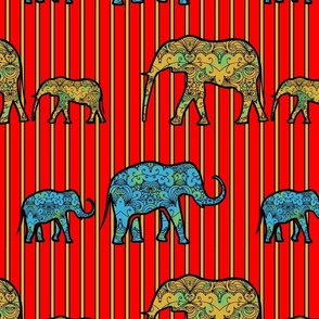Lacy Elephant Family on Circus Stripes