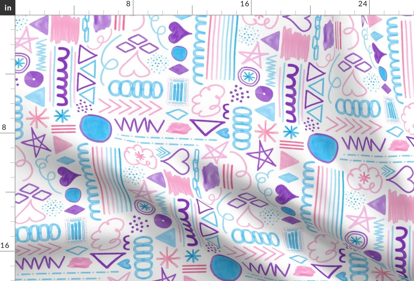 Watercolor Shapes // Pink, Purple, Turquoise // Rotated 90 Degrees Left // Fabric - 515 DPI // Wallpaper - 600 DPI 