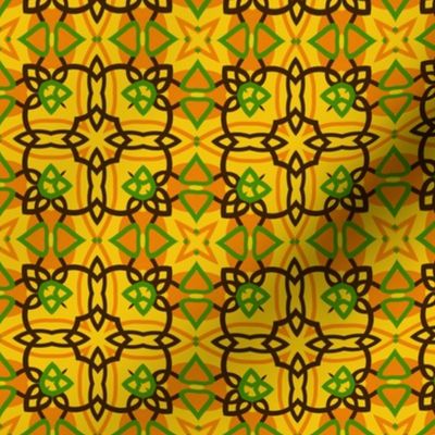 70s Retro Geometric  in  Orange Gold Green Brown  Colors