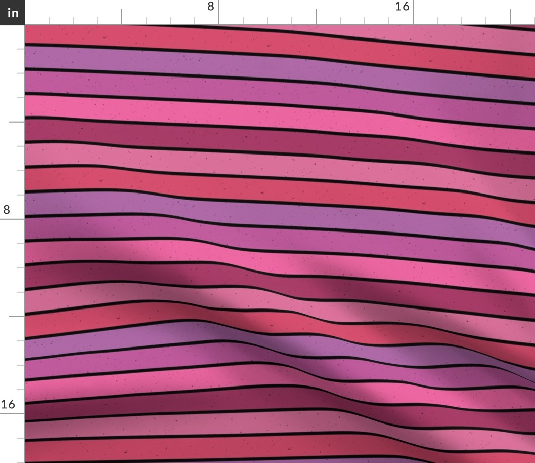 Halloween Bat Silhouettes Pink Retro Stripe Coordinate - Large Scale