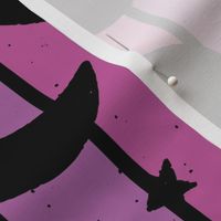 Halloween Bat Silhouettes Retro Stripe Pink Rotated - XL Scale