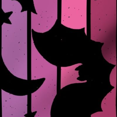 Halloween Bat Silhouettes Retro Stripe Pink Rotated - XL Scale