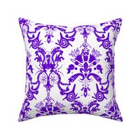 Cosmic Damask Space Violet On White