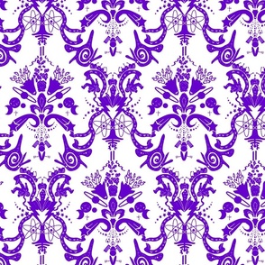 Cosmic Damask Space Violet On White