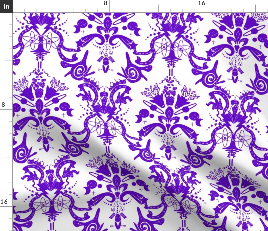 Cosmic Damask Space Violet On White