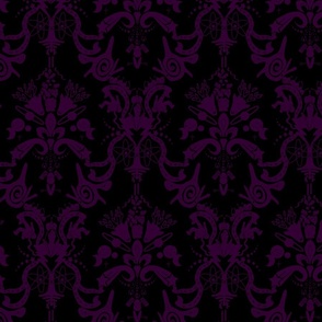 Cosmic Damask Dark Purple On Black