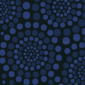 Dot Art Circles Monochrome Blue - Large Scale