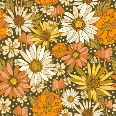 70s Floral Fabric, Wallpaper and Home Decor | Spoonflower