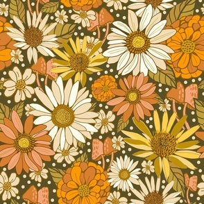 70s Floral Fabric, Wallpaper and | Spoonflower