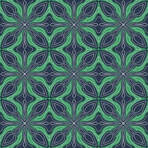 Green and Navy Folk Art Design- medium scale