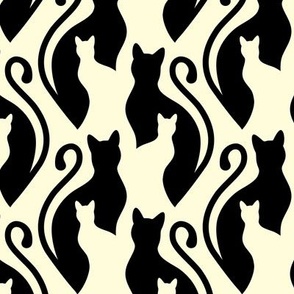 1009 - elegant cats silhouettes, black