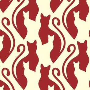 1012 - elegant cats silhouettes, red