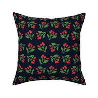 Red flower buds on navy