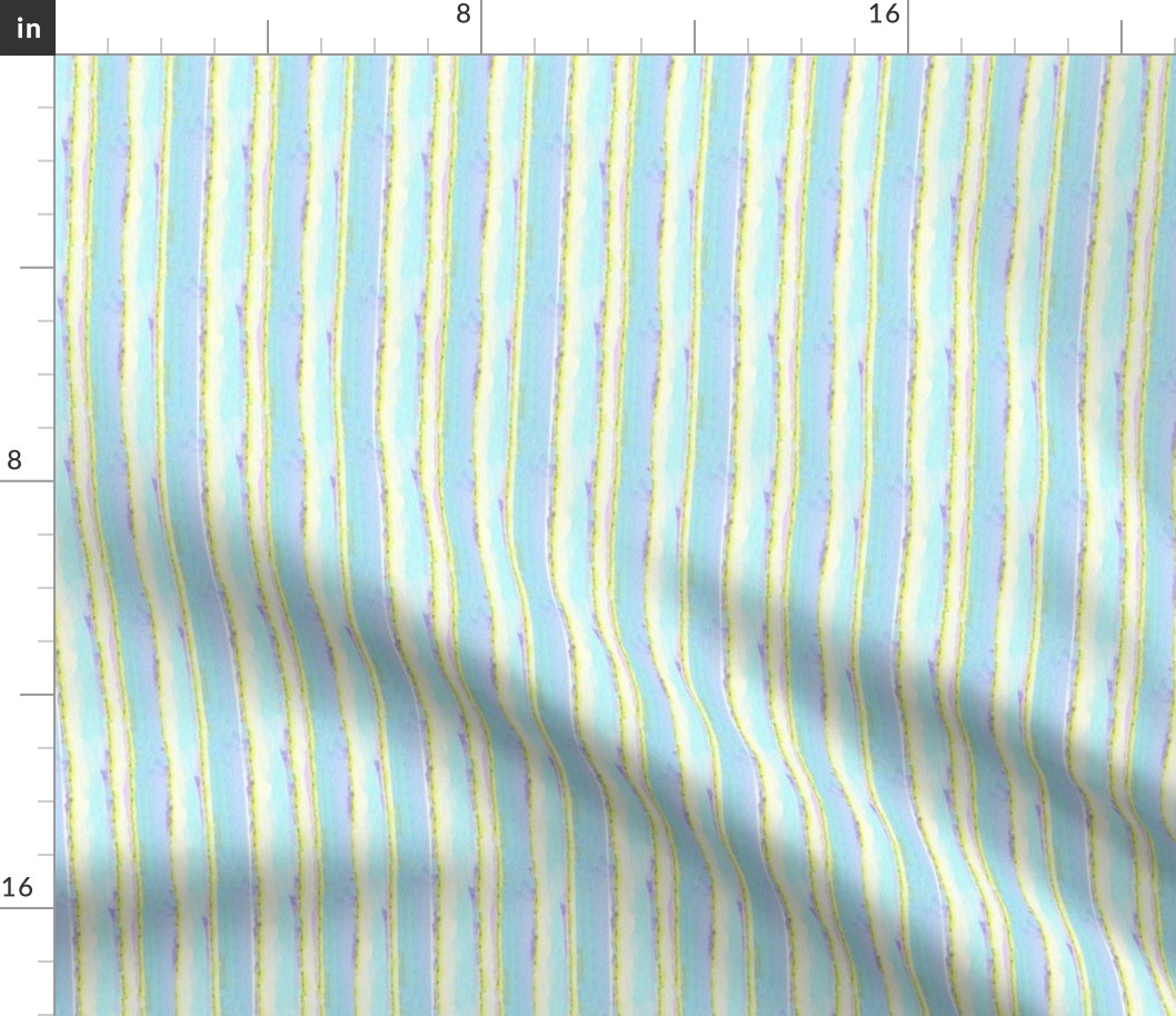 Watercolor Candy Stripes - Blue, Aqua, and Yellow