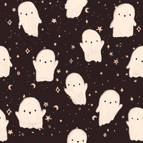 Happy Halloween Ghouls 12x12 Cute Spooky Scary Halloween Ghosts Black And White