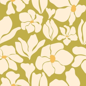 Magnolia Flowers - Matisse Inspired - Citron -  JUMBO
