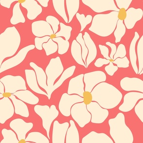 Magnolia Flowers - Matisse Inspired - Peach - MEDIUM