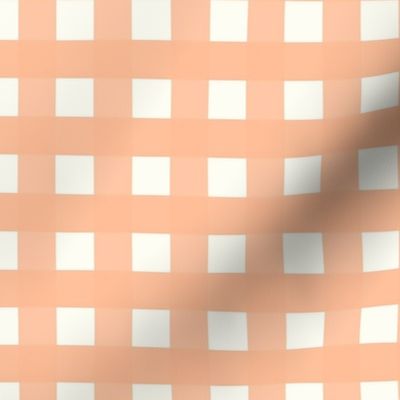 3/4 inch Medium Pantone Color of the Year 2024 Peach Fuzz gingham check - Soft peach cottagecore country plaid - perfect for wallpaper bedding tablecloth - vichy check