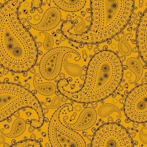 Black Paisley on Gold - MEDIUM