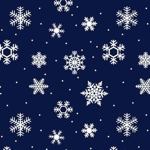 snowflakes with dots on navy blue